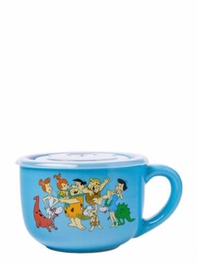 The Flintstones Family Friends Ceramic Soup Mug with Vented Plastic Lid ~ 24 oz